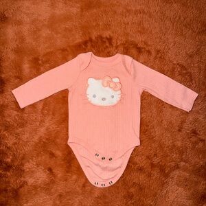 Hello Kitty by Sanrio Pink Ribbed Long Sleeve Bodysuit 3M Baby Girl